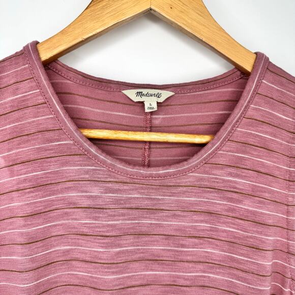 Madewell Highpoint Tank Dress in Chapin Stripe Sz Large Weathered Berry - Picture 10 of 13